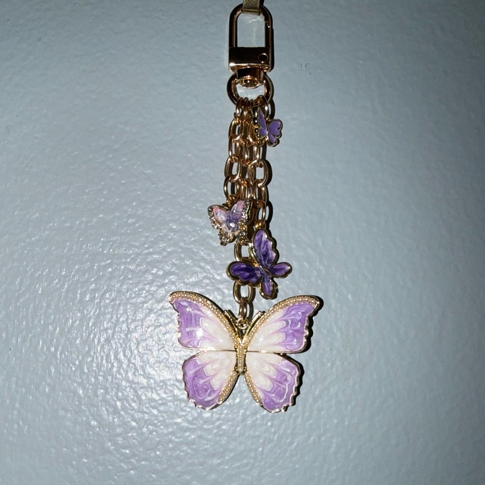 Elegant Purple Butterfly Bag Charm (BAG NOT INCLUDED)